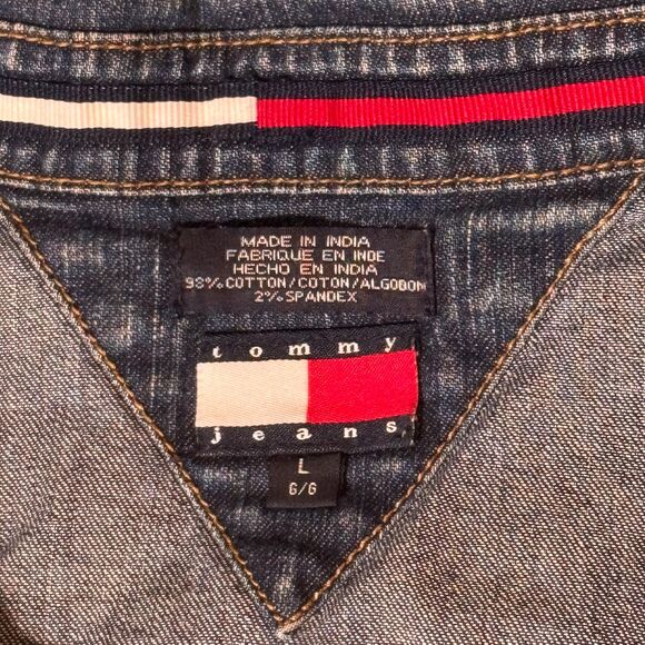 Tommy Girl Denim Shirt Dress w/POCKETS Y2K Retro Casual Utility Button-Up Large - Picture 8 of 11